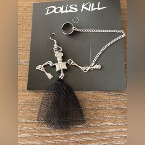 CORPSE DE BALLET SKELETON EARRING AND EAR CUFF